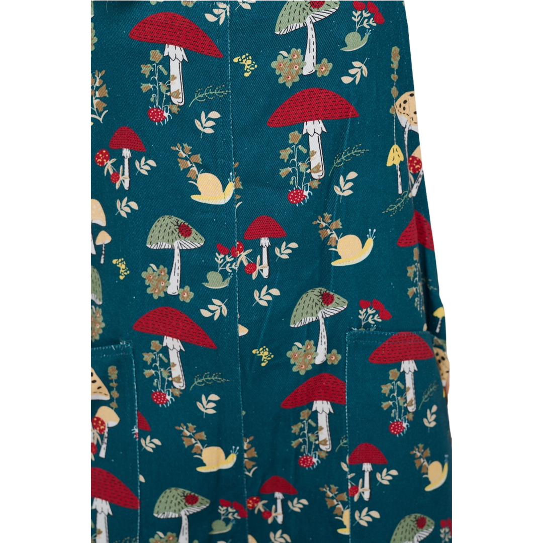 Mushroom Bug Print Corduroy Overalls