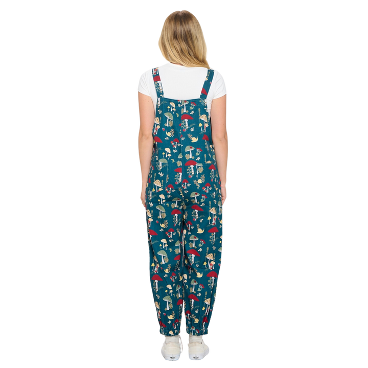 Mushroom Bug Print Corduroy Overalls