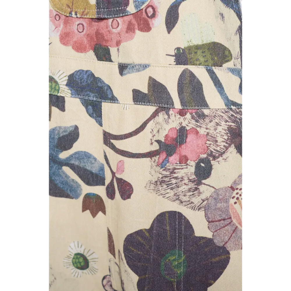 Floral & Bird Print Overalls