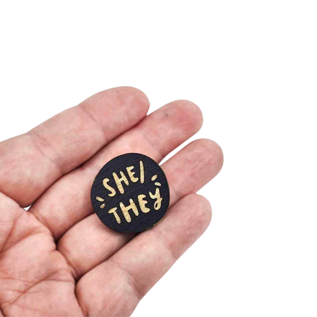 She/They Pronoun Pin