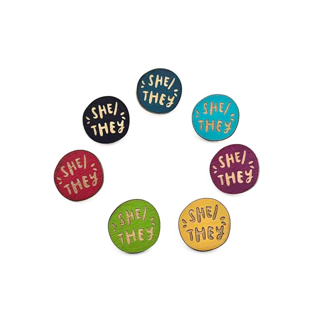 She/They Pronoun Pin