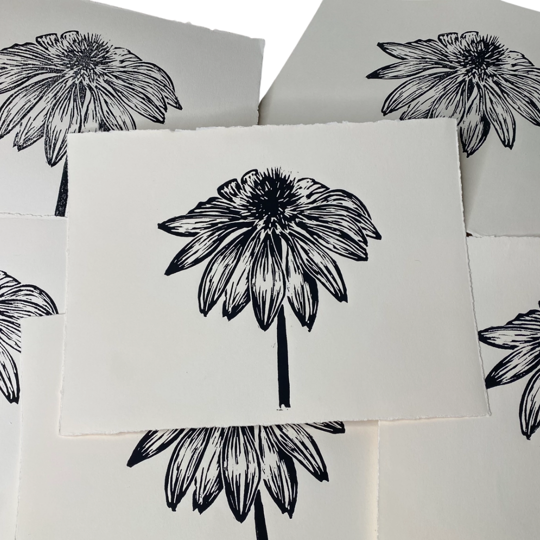 Coneflower Linocut Print