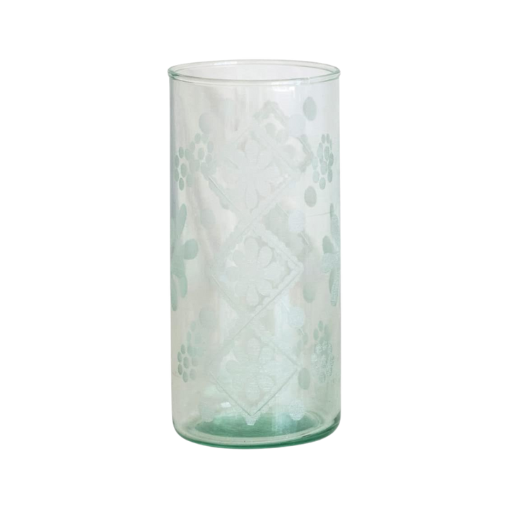 Recycled Etched Glass Hurricane/Vase