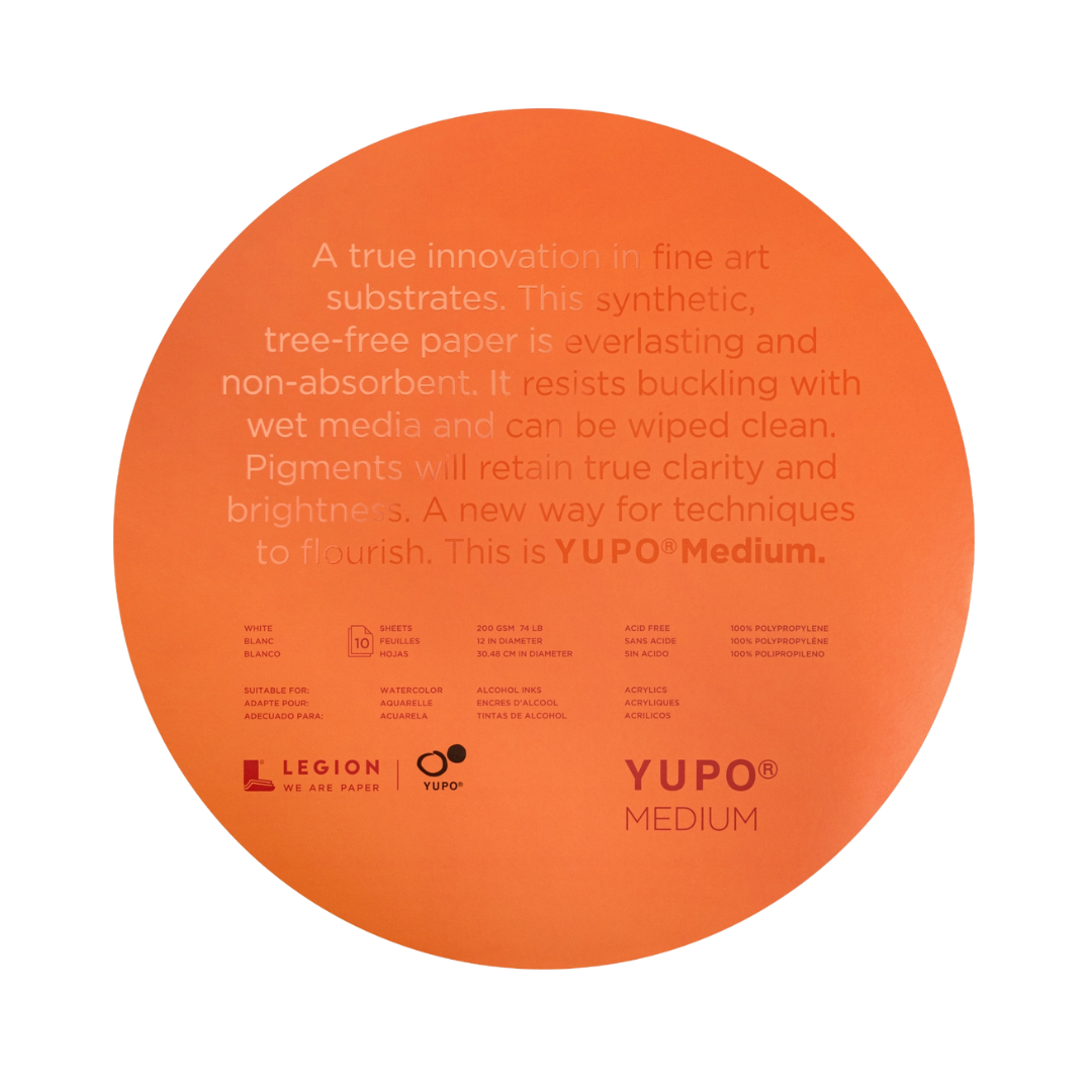 Yupo Round Paper Pads - Watercolor, Acrylic & Alcohol Inks (12" Diameter)