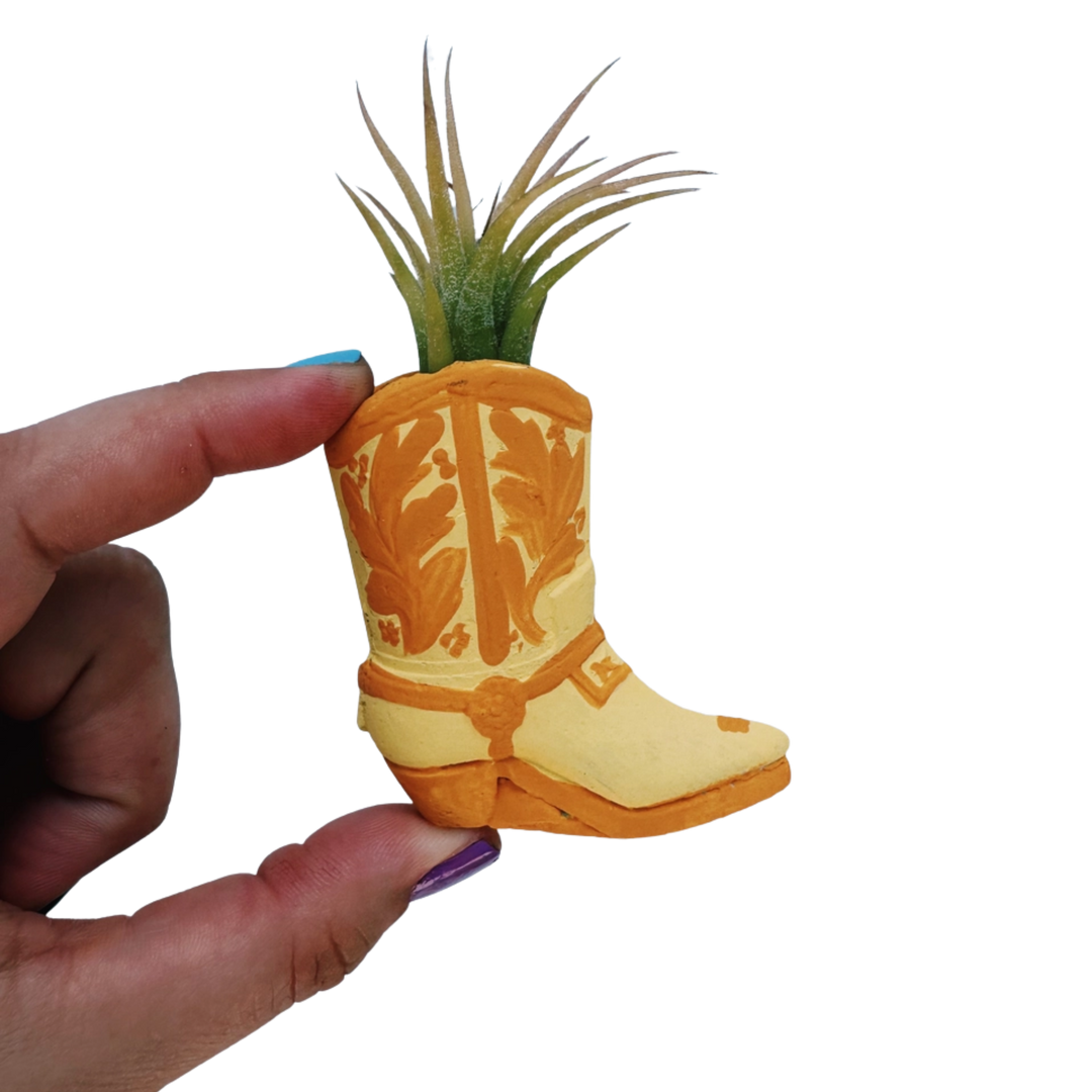 Mustard Western Boot Mini Planter
