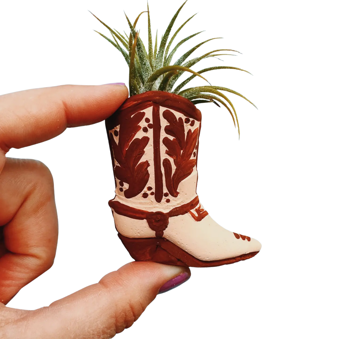 Brown Boot Mini Planter with Air Plant