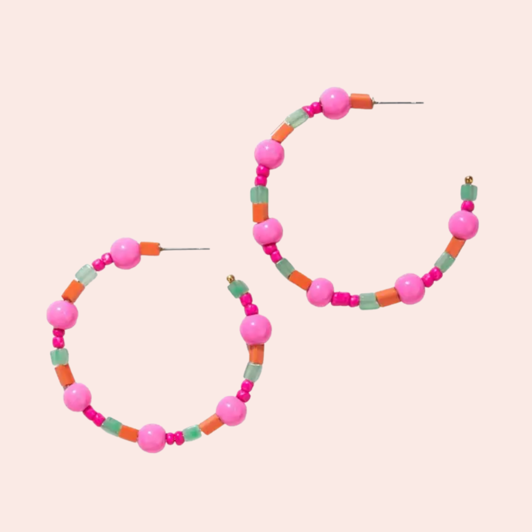 Annie Mixed Beaded Hoop Earrings