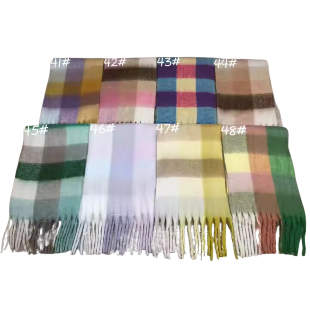 New Plaid Blanket Scarf Cozy Soft Long with Fringe