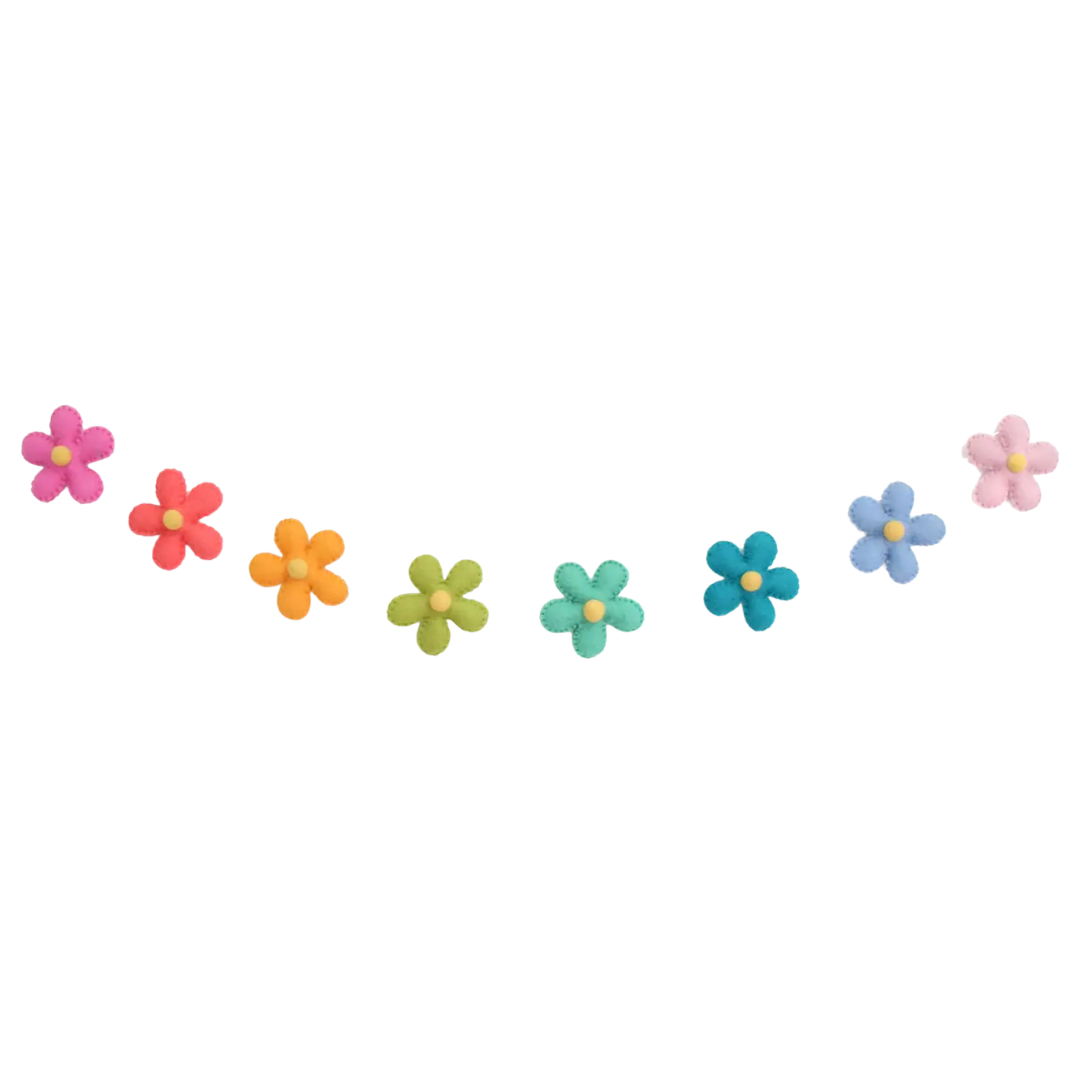 Rainbow Daisy Felt Garland