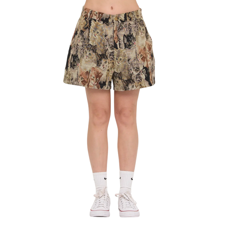 Cat Collage Print Tapestry Shorts
