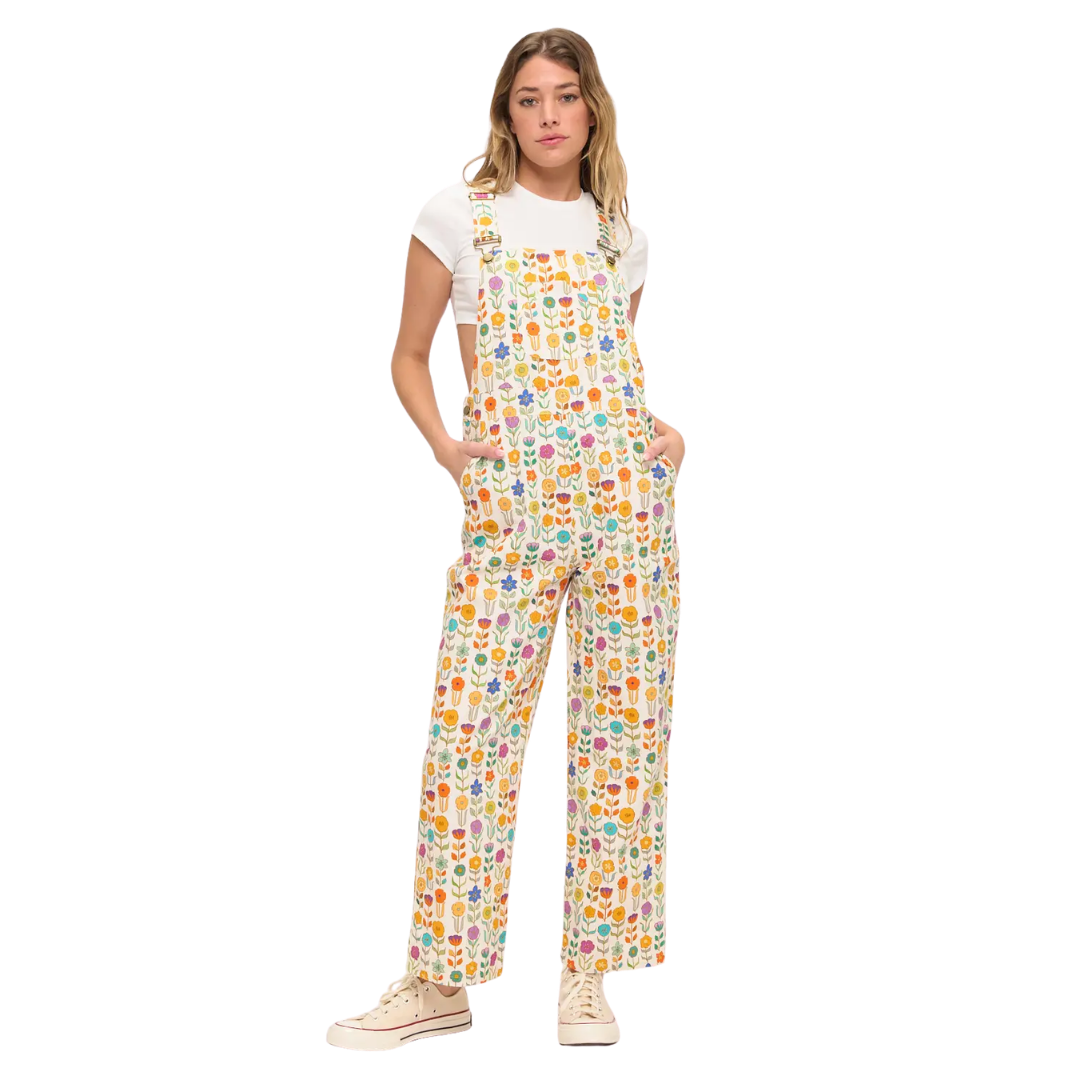 Retro Mod Floral Overalls