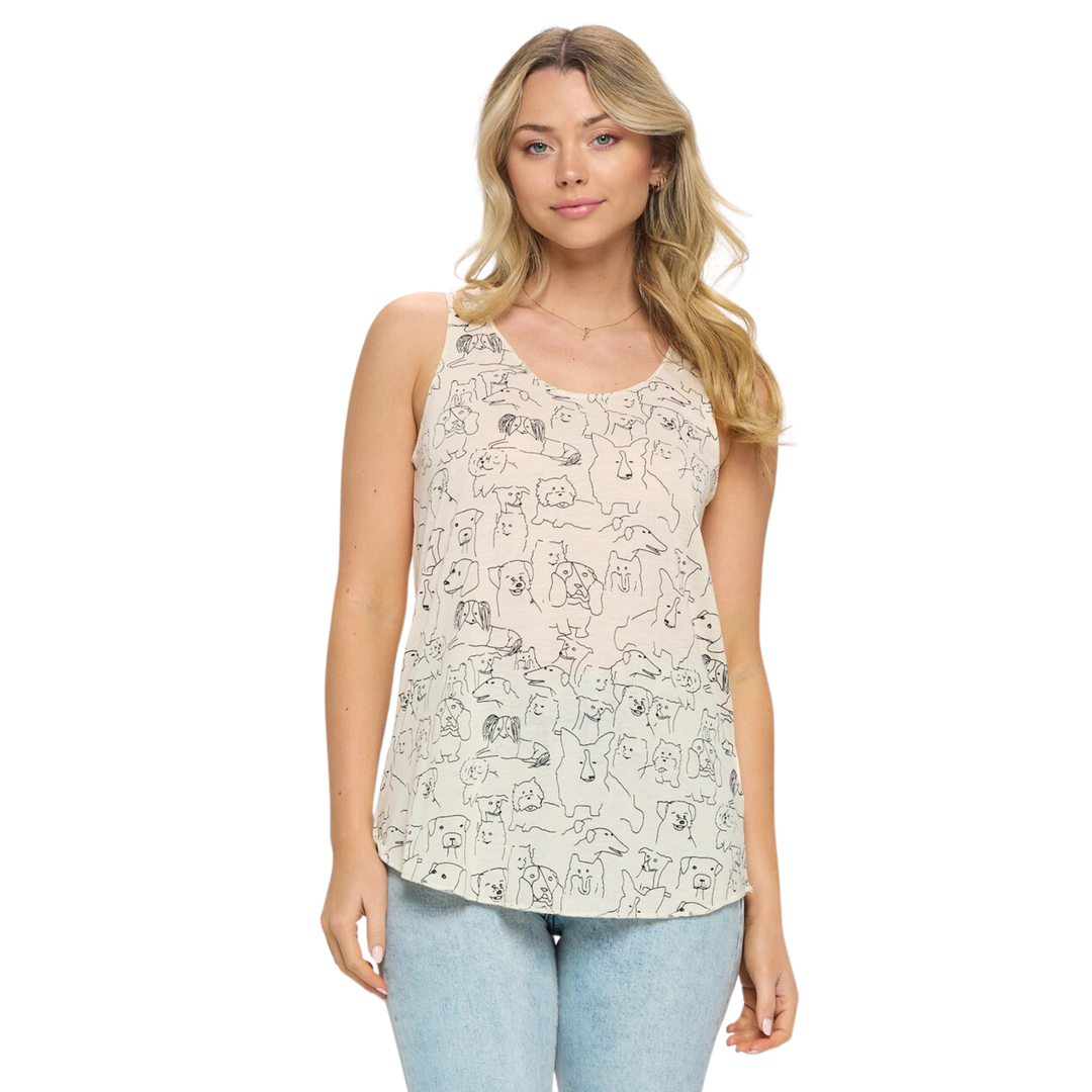 Dog Different Breed Print Tank Top