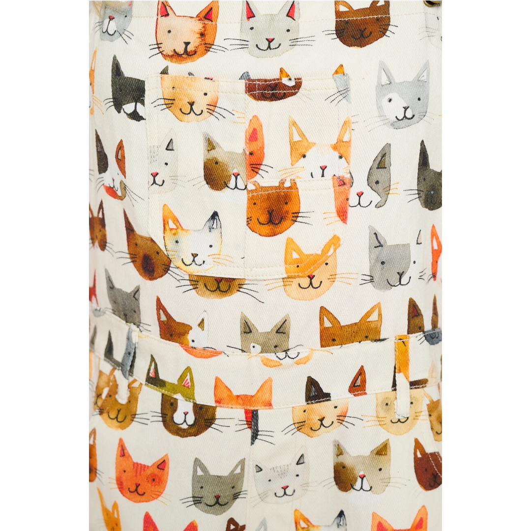 Colorful Cat Face Print Overalls