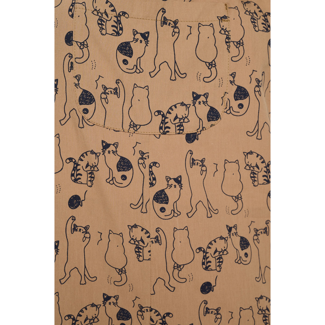 All Over Cat Print Overalls