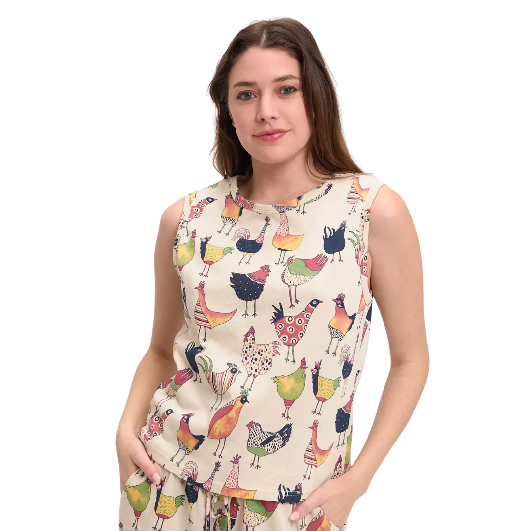 Colorful Rooster Sleeveless Top