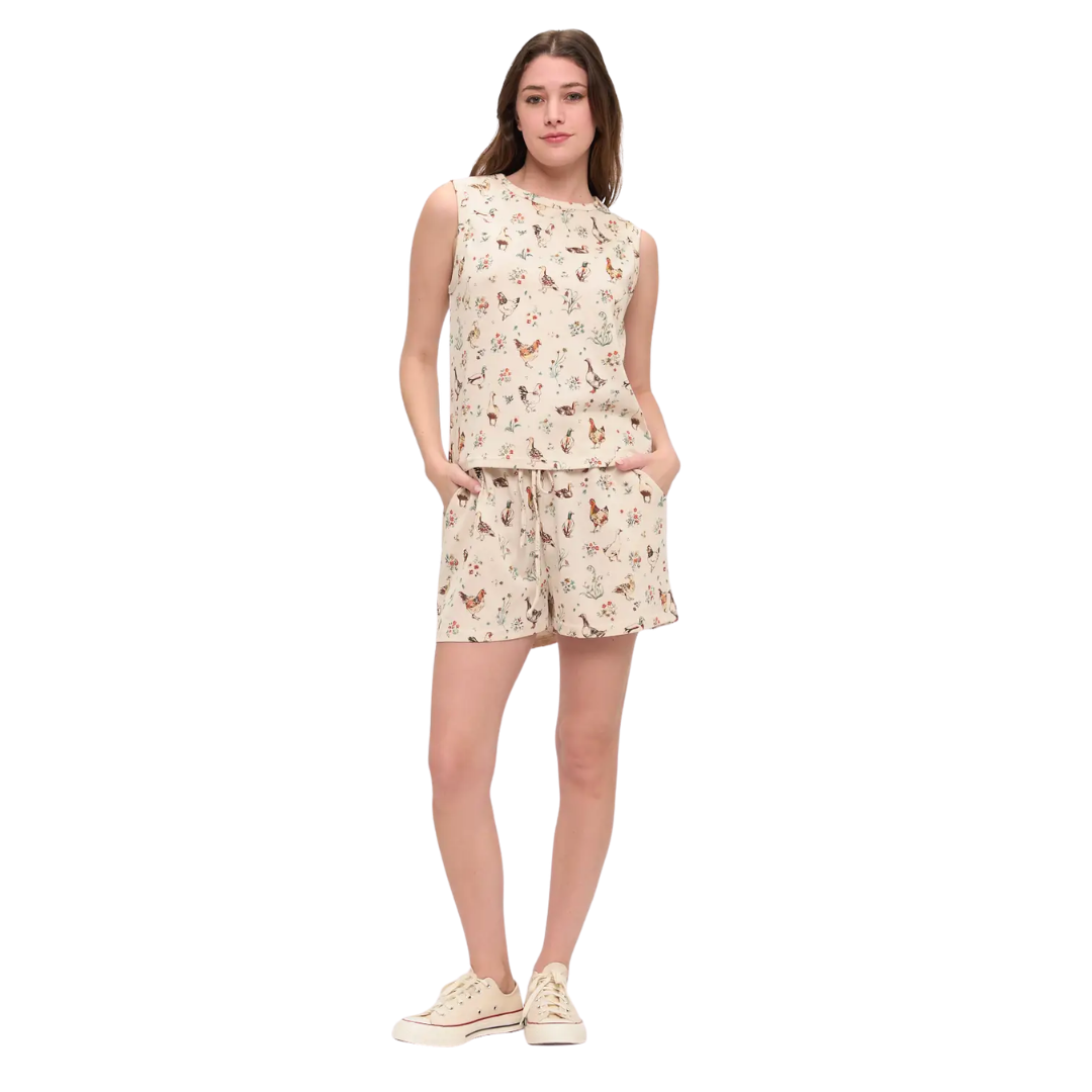 Ducks and Chicken Floral Shorts