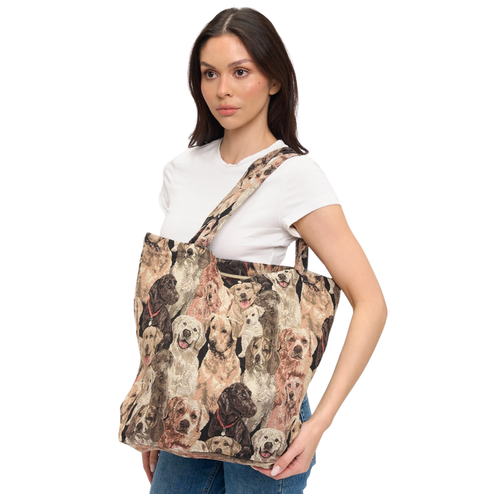Dog Collage Print Tapestry Tote Bag