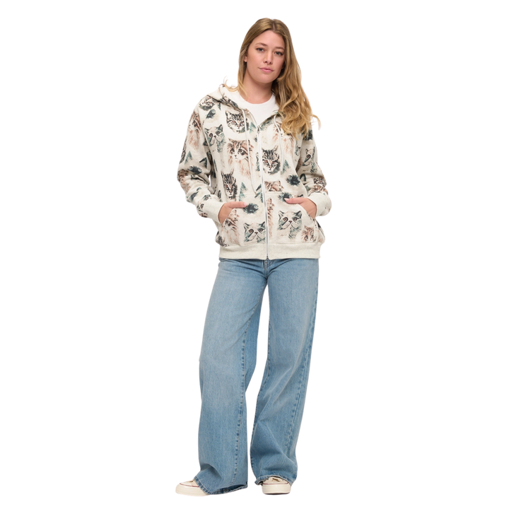 All Over Persian Cats Print Zip-Up Hoodie