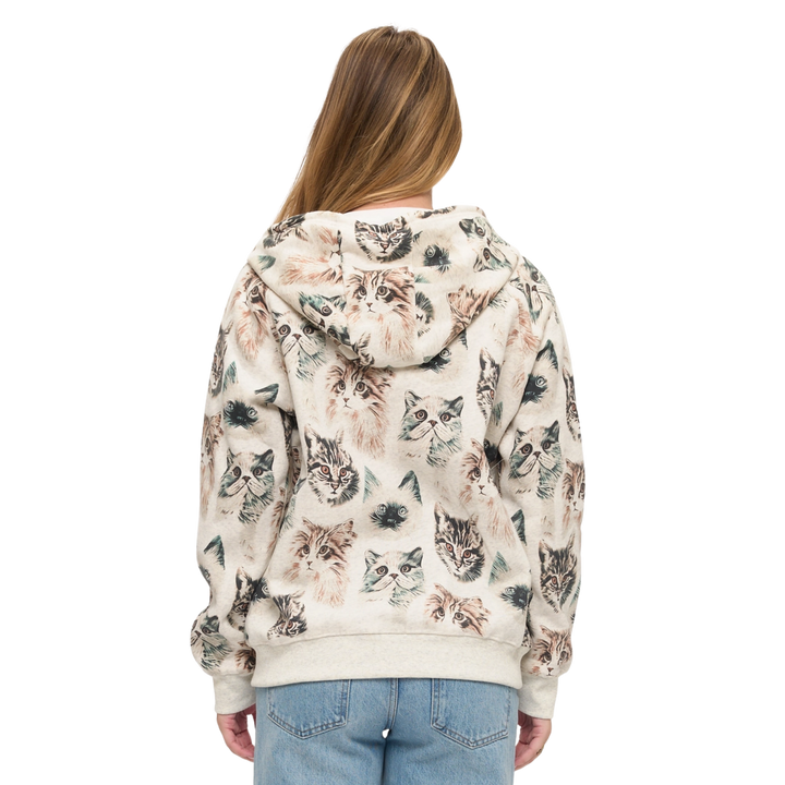 All Over Persian Cats Print Zip-Up Hoodie