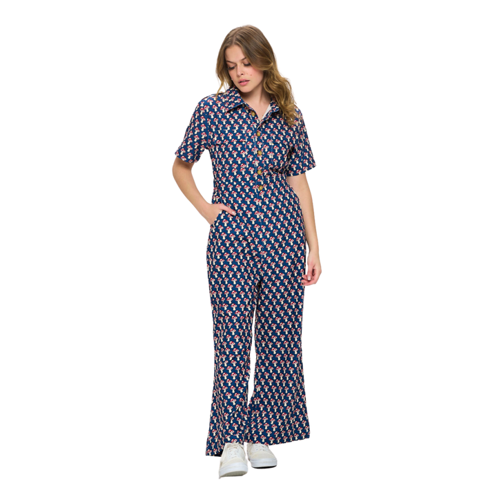 Mushroom Print Corduroy Jumpsuit Overall