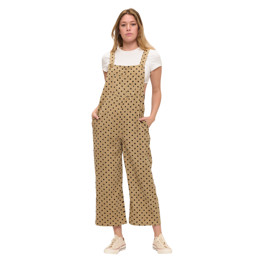 Polka Dot Print Corduroy Overalls