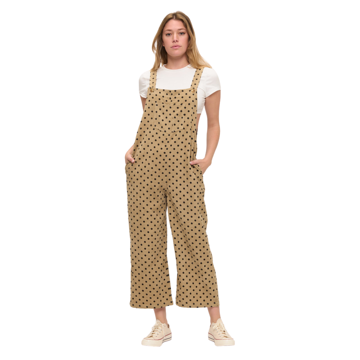 Polka Dot Print Corduroy Overalls