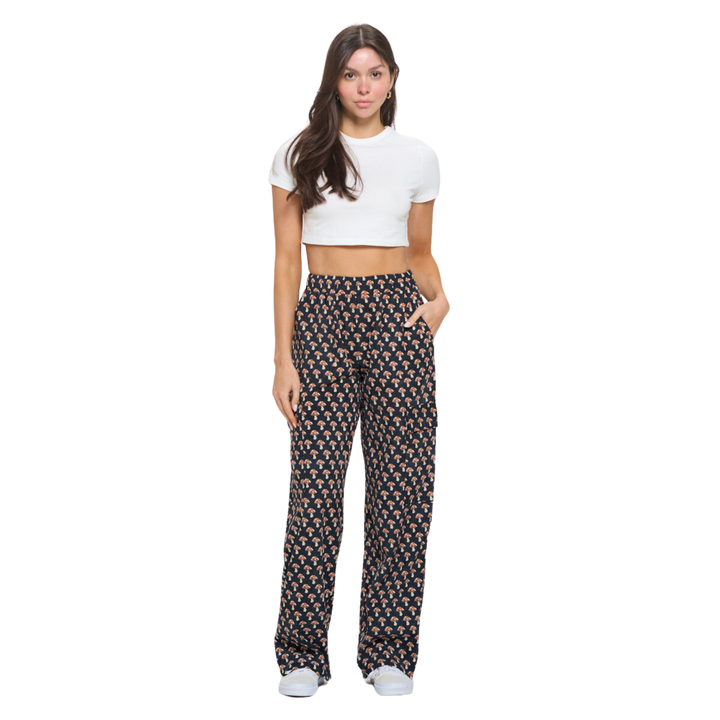 Mushroom Print Corduroy Pants