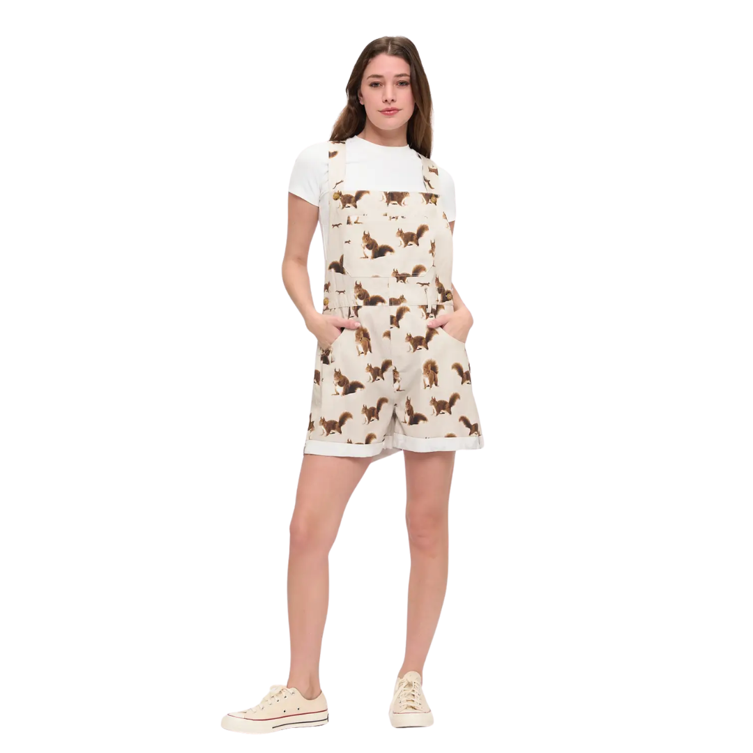 Squirrel Print Shortalls
