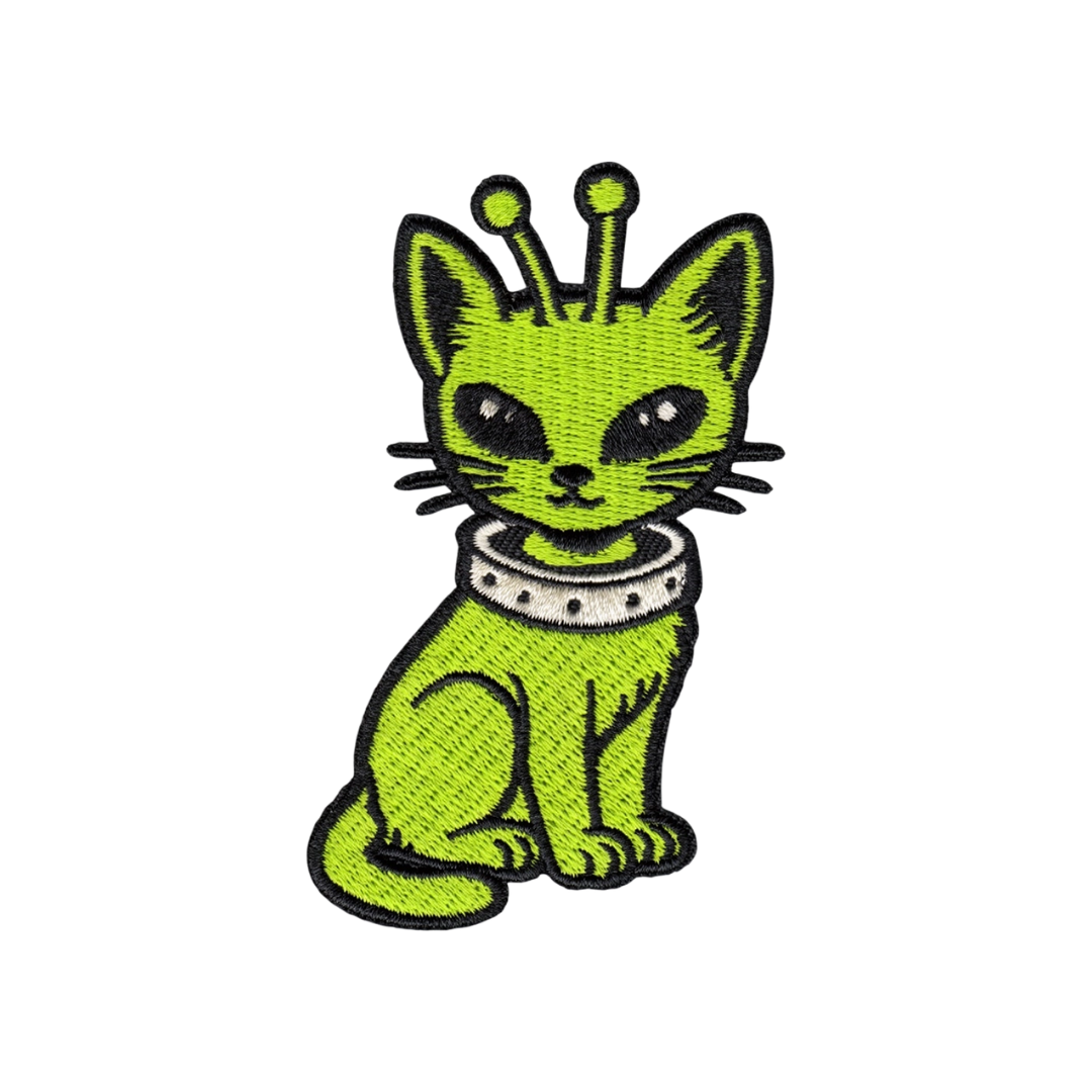 Adorable Green Cat Alien Patch