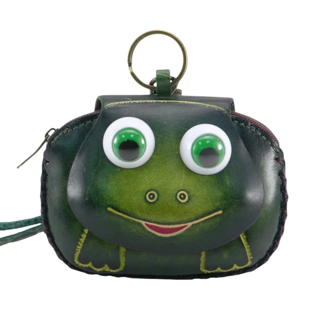 Leather Frog Wristlet Coin Purse