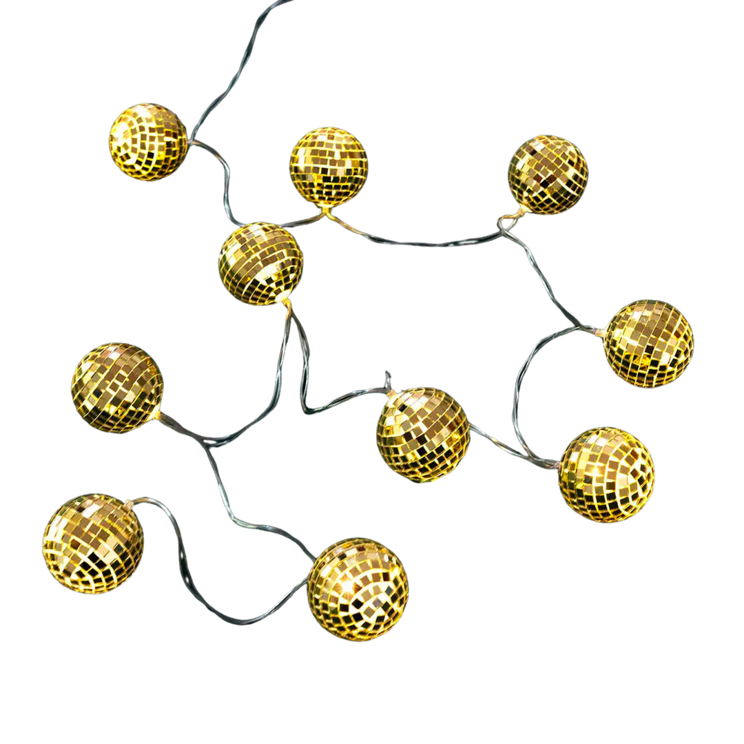 Gold Disco Ball String Lights