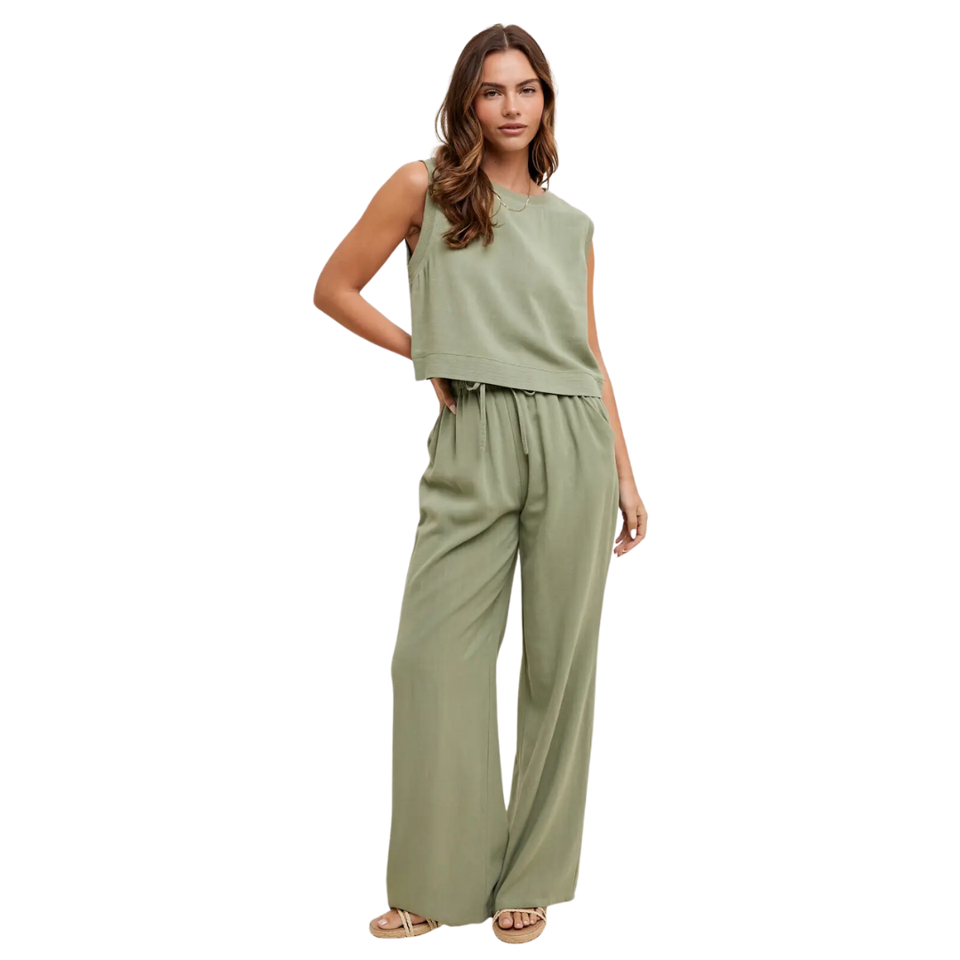 Sage Linen Top and Pants Set