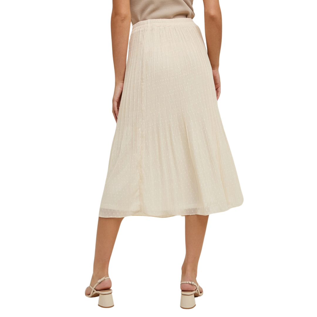 Swiss Dot Pleated Midi Skirt