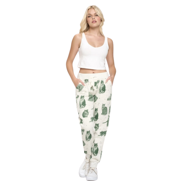 Green Cat All Over Fleece Sweatpant