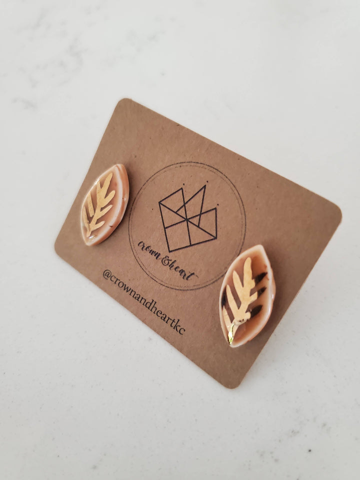 Porcelain Leaf Stud Earrings
