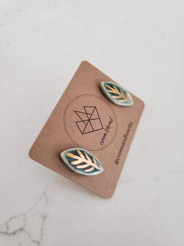 Porcelain Leaf Stud Earrings