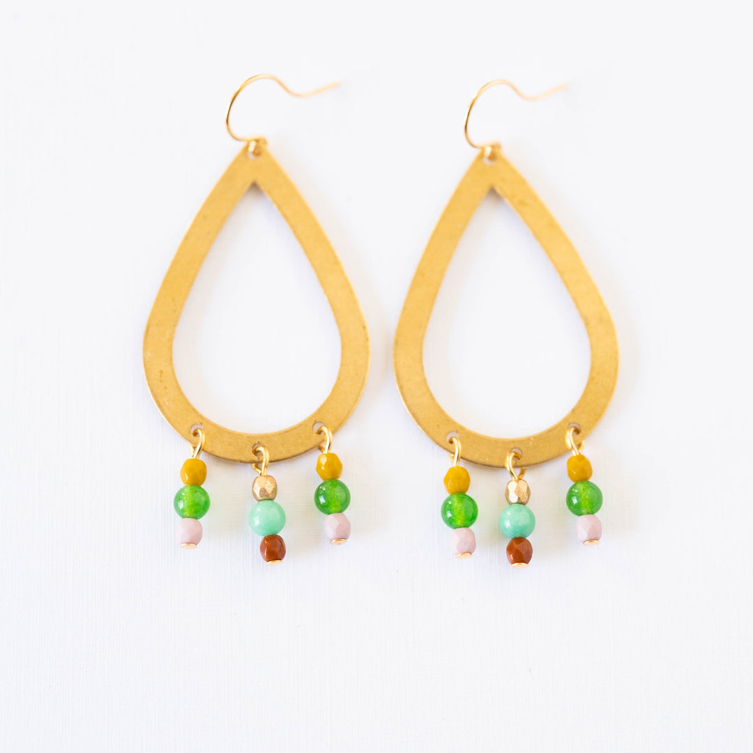 Long Teardrop and Bead Earrings