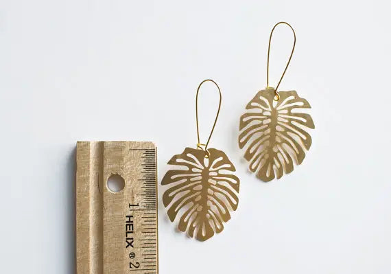 Monstera Deliciosa Leaf Earrings