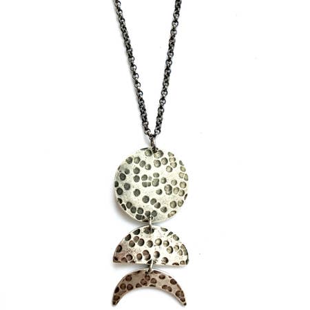 3 Small Moon Phases Necklace- Vertical