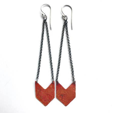 Chevron Earrings - Copper - Single