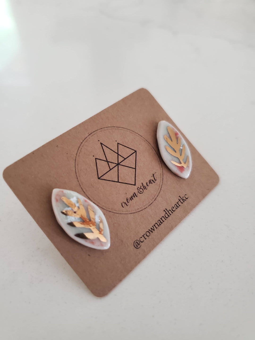Porcelain Leaf Stud Earrings
