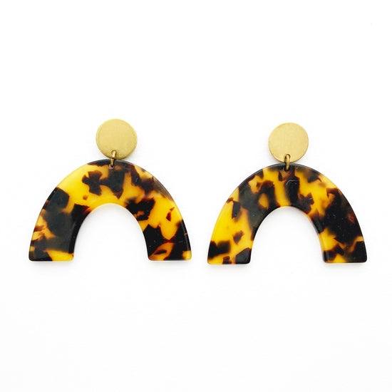 Acrylic and Brass Arch Stud Earrings