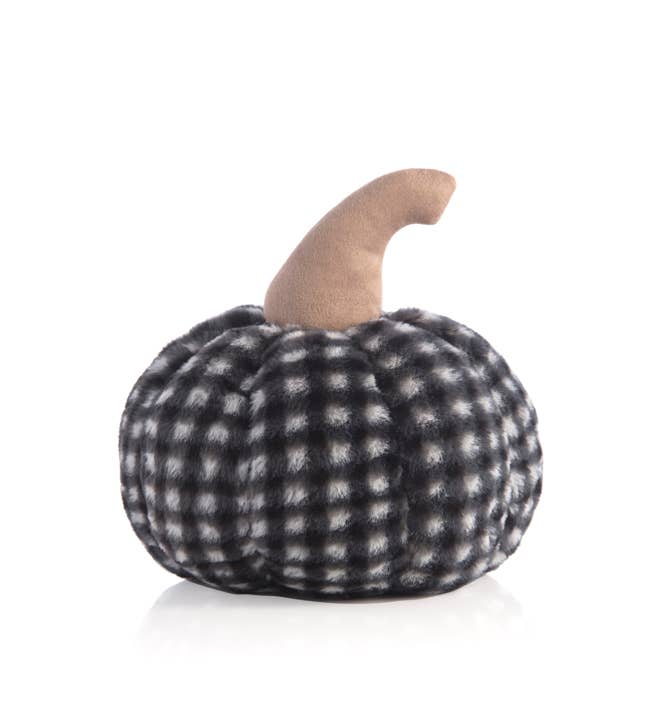 Medium Faux Fur Pumpkin Pillow - Black