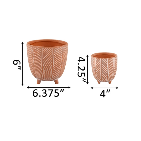 Chevron Ceramic Footed Pot