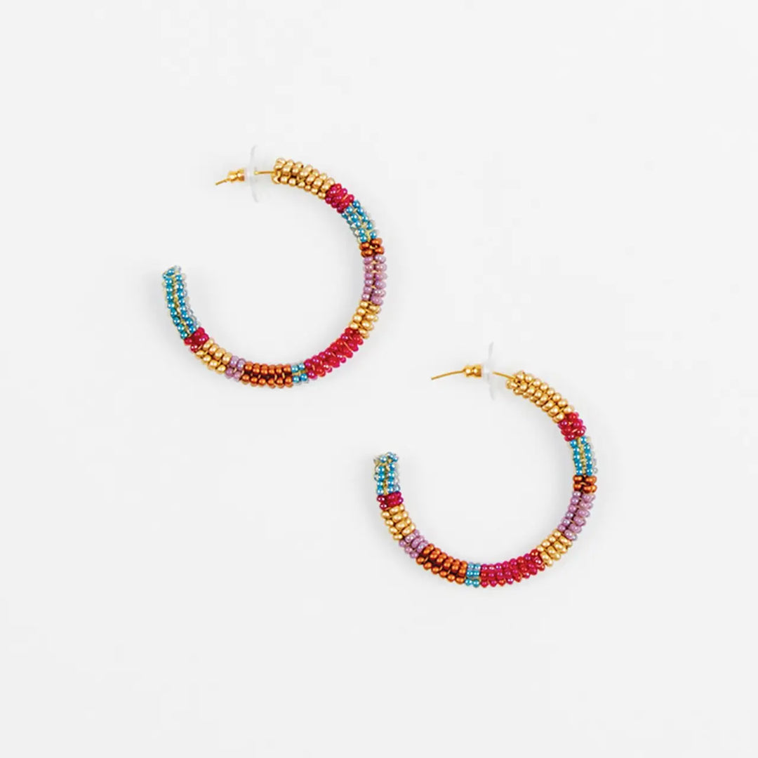 Striped Hoop Post Earring