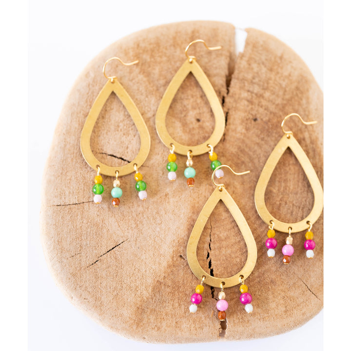 Long Teardrop and Bead Earrings