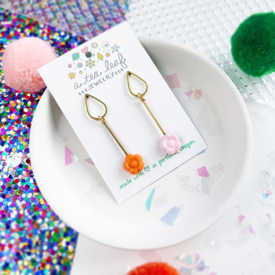 Flower & Raindrop Earrings