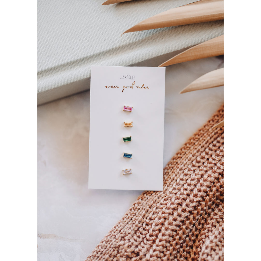 Rainbow Baguette Earrings