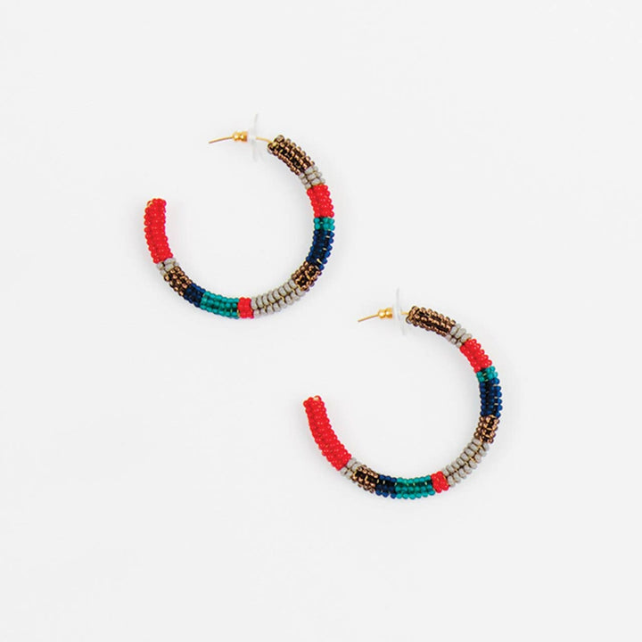 Striped Hoop Post Earring
