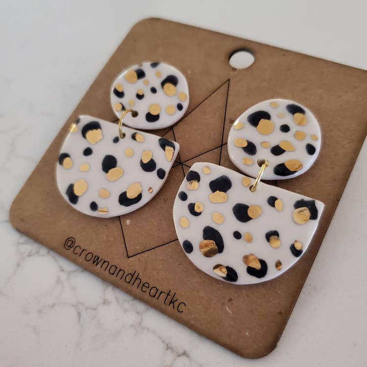 Black and White Leopard Statement Earrings